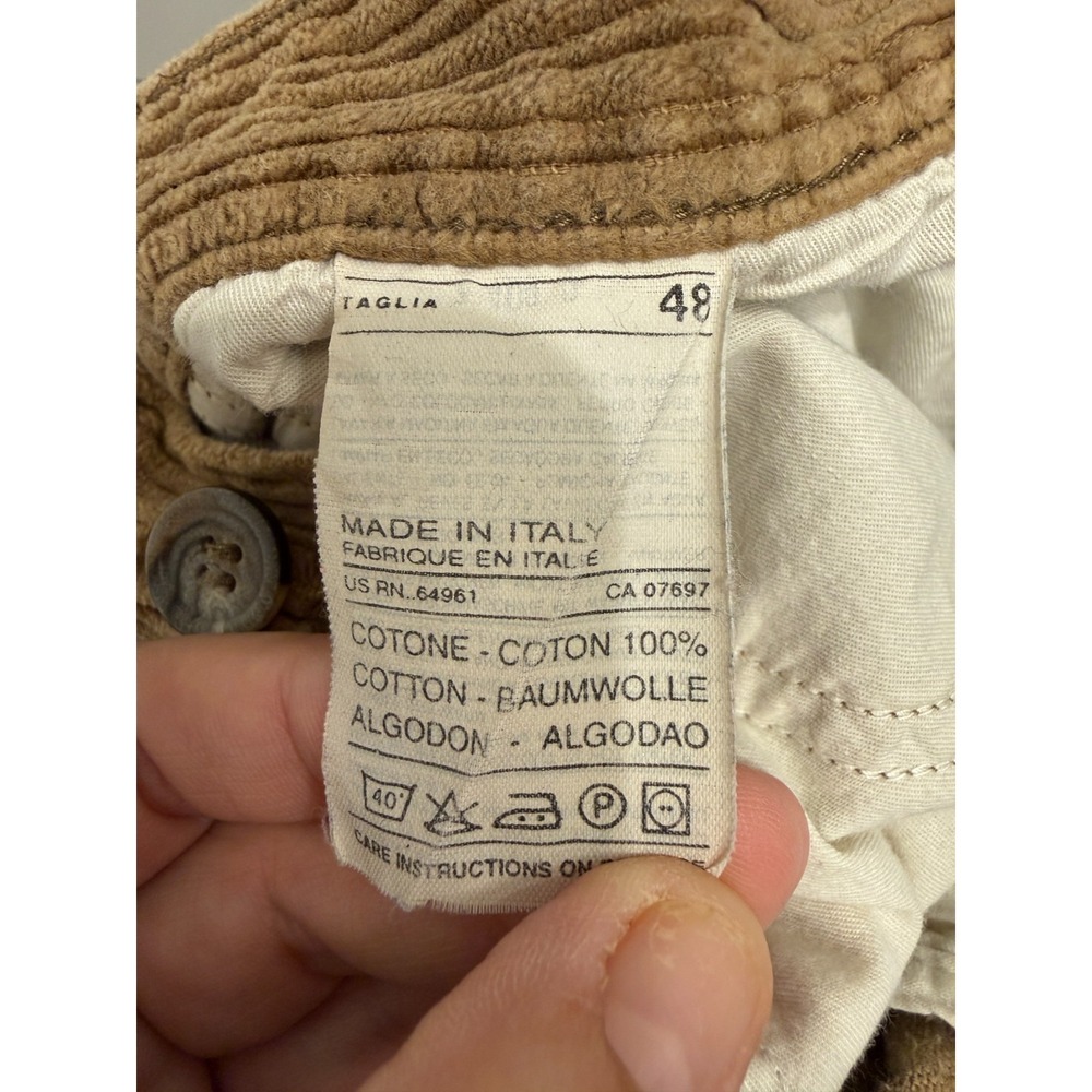 Benetton Corduroy Pants Mens 28x28 Tan Brown Italy Vintage Academia Old Money - Picture 8 of 14